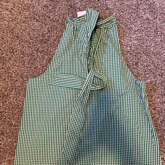 NWT JCrew Green Plaid Tie Neck Halter Tank - Picture 3 of 3
